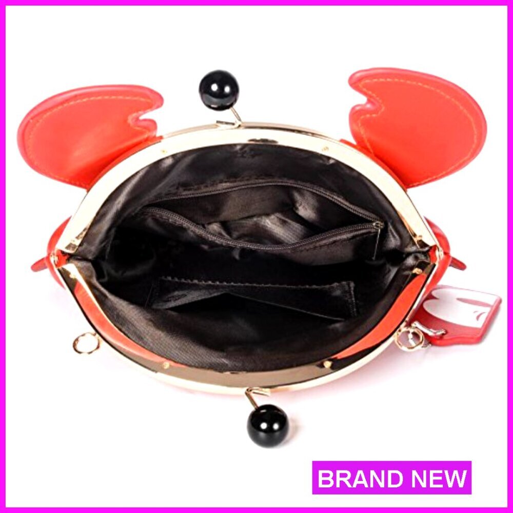 Crab Shaped Crossbody Bag, Detachable Strap, PU Leather, Novelty Purse - Picture 5 of 7